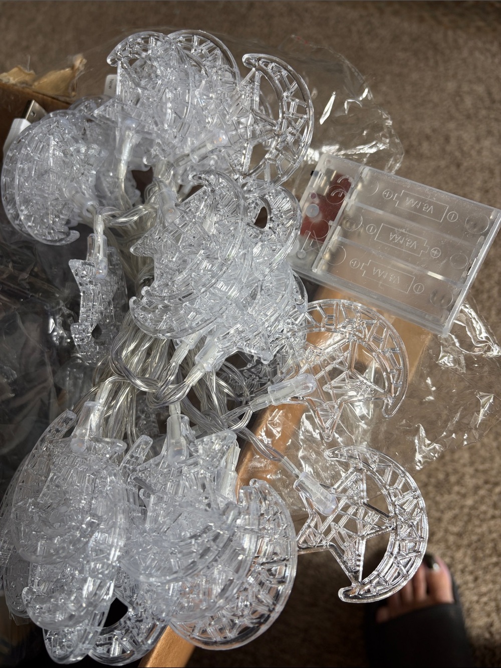 Clear Moon & Star Battery LED String Lights - Decorative Party Accent